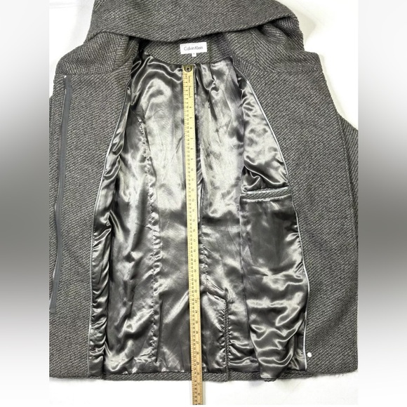 Calvin Klein Trench Coat Women’s PL Wool Blend Belted Hooded Full Zip Jacket - Picture 6 of 11